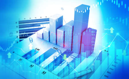 Finance background with abstract Growth graph chart. 3d illustration	の写真素材