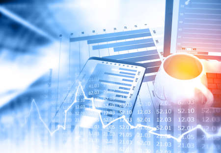 Stock market analyzing  concept background. 3d illustration 	の写真素材