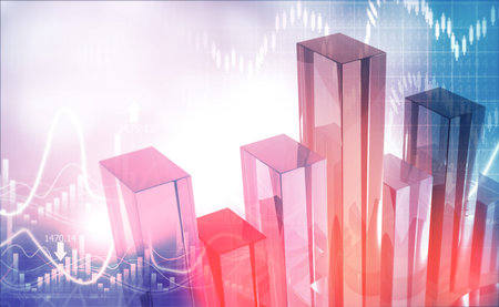 Finance background with abstract Growth graph chart. 3d illustration	