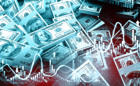 Dollar with Stock Market Graph. 3d illustration