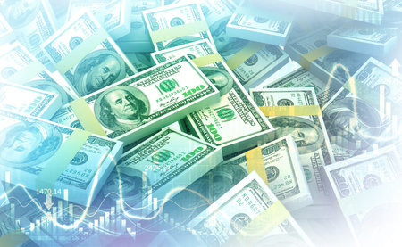 Dollar with Stock Market Graph. 3d illustration