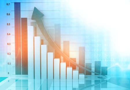 Finance background with abstract Growth graph chart. 3d illustration	の写真素材