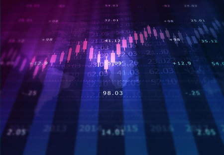 stock market finance graph background with abstract Growth graph chart. 2d illustration