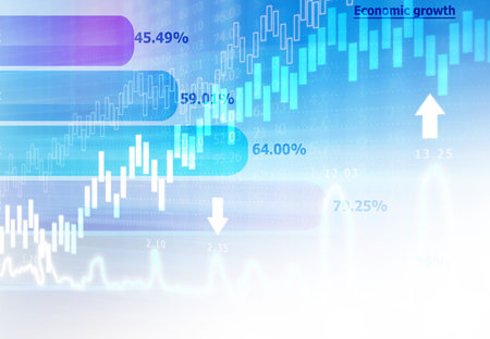 stock market finance graph background with abstract Growth graph chart. 2d illustration	