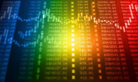 Financial stock market graph with candlestick chart. Stock trading concept. 2d illustrationの写真素材