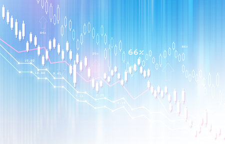 Financial stock market graph with candlestick chart. Stock trading concept. 2d illustration