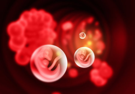 Fetus on abstract scientific background. 3d illustration