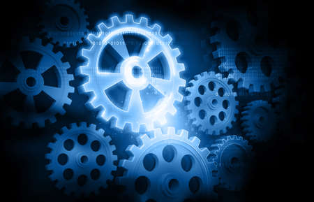 Gears and cogwheel background. modern mechanism. 3d illustrationの写真素材
