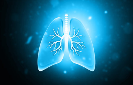 Human lungs on abstract science background. 3d illustration