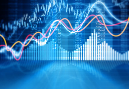 stock market finance graph background with abstract Growth graph chart. 2d illustration