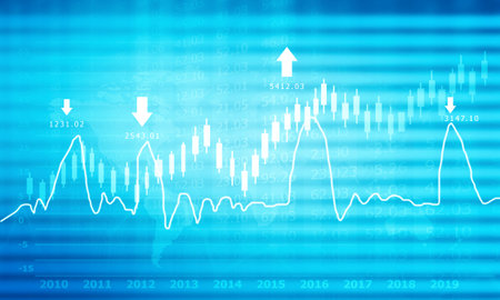 stock market finance graph background with abstract Growth graph chart. 2d illustration