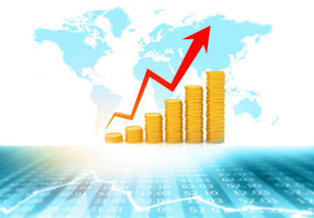 Finance background with abstract Growth graph chart. 3d illustrationの写真素材