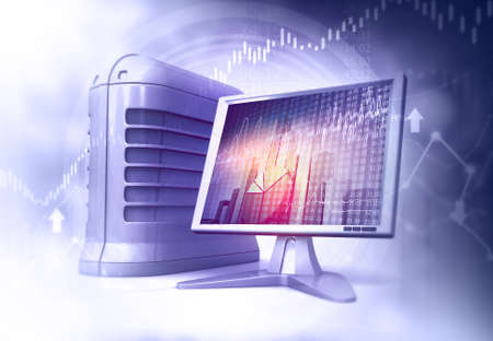 Stock market graph on computer display. 3d illustrationの写真素材