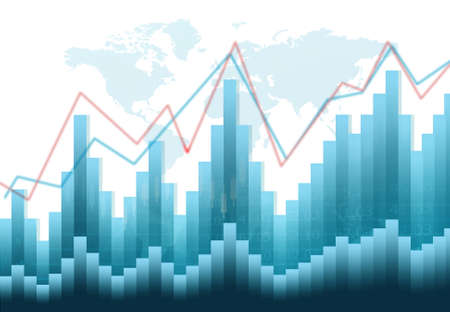 Stock market finance graph background with abstract Growth graph chart. 2d illustrationの写真素材
