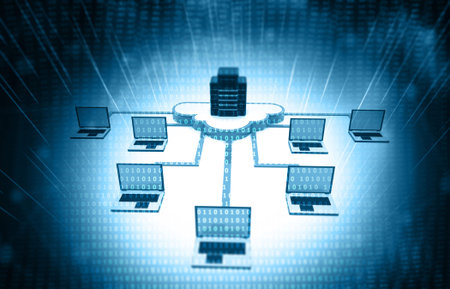 Cloud computing network. 3d illustration
