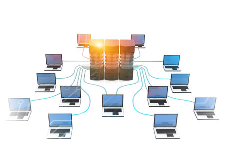 Cloud computing network. 3d illustration		