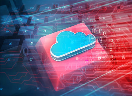 Cloud technology. Cloud on digital backgroundの写真素材