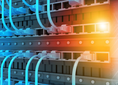 Network Cable Plug To Server. 3d illustration