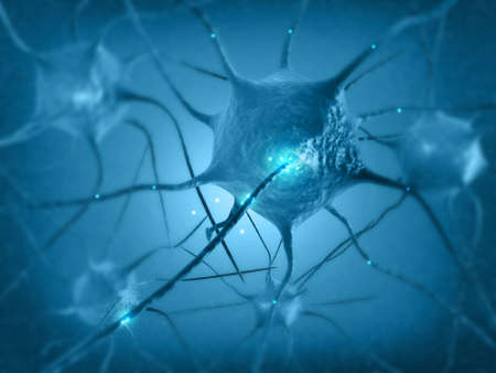 Neural network in the brain. nervous system , Neurons. 3d renderの写真素材