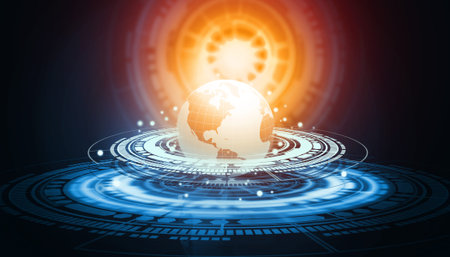 Abstract futuristic technology world. 3d illustration