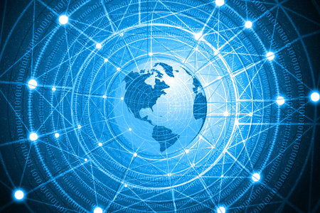 Global communication network. Global data connection concept. Social network communication networks....
