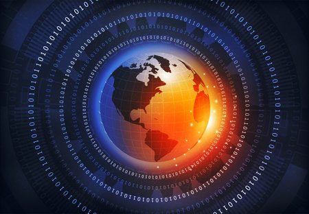 Digital world technology concept. abstract tech background. 3d illustrationの写真素材