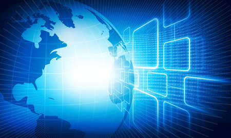 Concept of global business Network, internet communication. 3d illustrationの写真素材