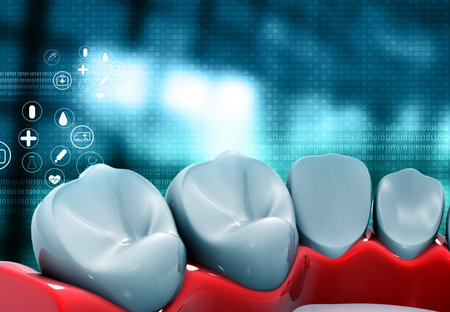 Human teeth on medical background. 3d illustration	