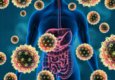 Virus attacking human body. 3d illustrationの写真素材