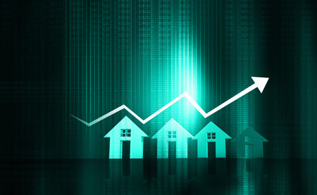 Real estate growth graphics. 3d illustrationの写真素材