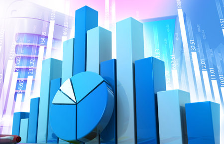 Financial Stock market chart with abstract background. 3d illustration