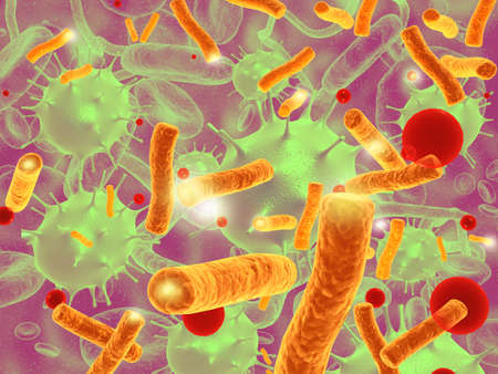 Virus with cancer cells. 3d illustrationの写真素材