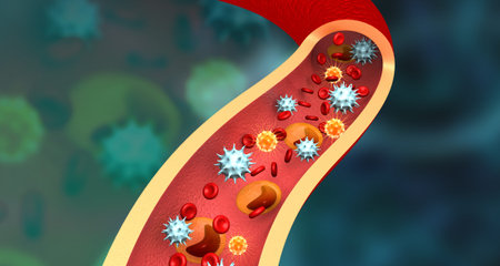 Virus in bloodstream. medical background. 3d illustration	