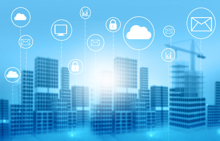 Modern city communication network. 3d illustration