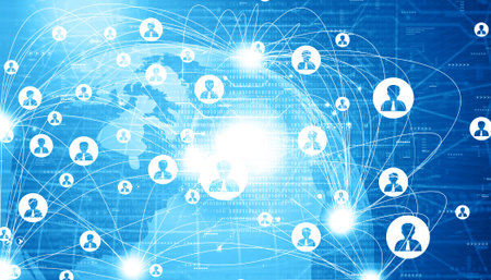Global communication networking. Abstract digital background. 3d illustration