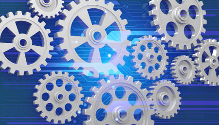 Cog wheels on technology background. 3d illustration		