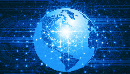 Global communication networking. Abstract digital background. 3d illustration