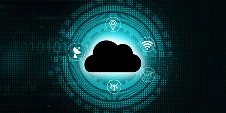 Cloud computing technology concept background. Digital illustration	