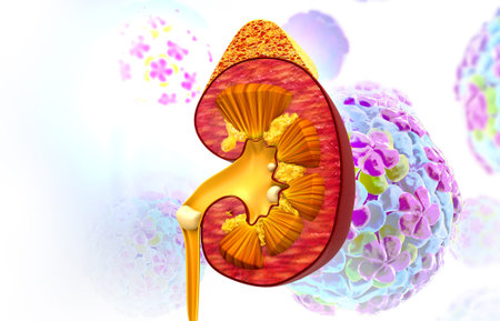 Human kidney cross section. 3d illustration	