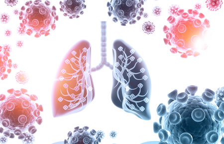 Virus attack on human Lungs. 3d illustratio