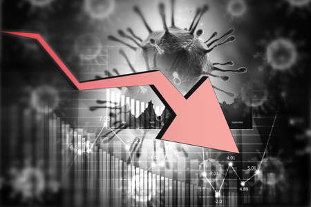 Financial crisis chart. coronavirus affecting economy. 3d illustrationの写真素材