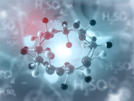 Molecules on scientific background. 3d illustrationの写真素材