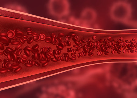 Red blood cells in human vein.3d illustrationの写真素材