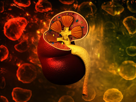 Human kidney anatomy. 3d illustration