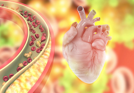 Clogged arteries with heart. 3d illustrationの写真素材