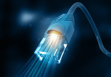 Network cable data transferring concept. 3d illustrationの写真素材