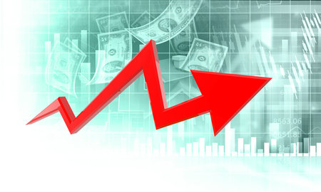 Stock market  chart with business arrow. 3d illustrationの写真素材