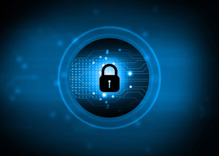 Pad lock on circuit background. Internet security concept. 3d illustrationの写真素材
