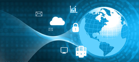 Internet technology, global communication concept. 3d illustrationの写真素材