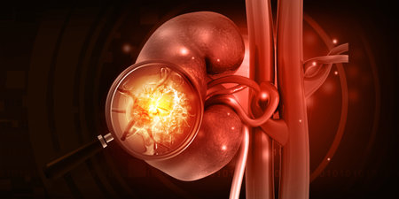 Acute pyelonephritis, kidney infection. 3d illustrationの写真素材